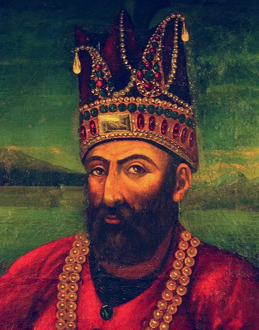Retrato pintado de Nader Shah, governante da Pérsia