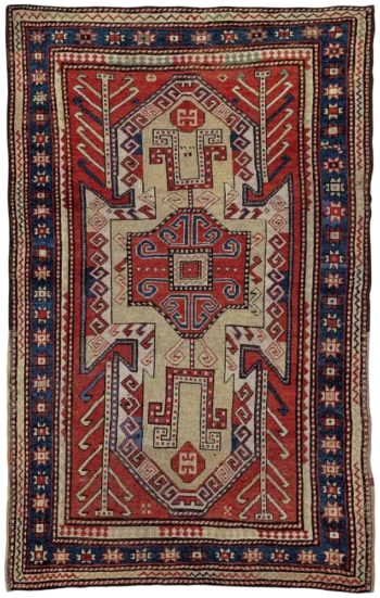 Sewan – Kazak, Cáucaso Central, tapete oriental antigo