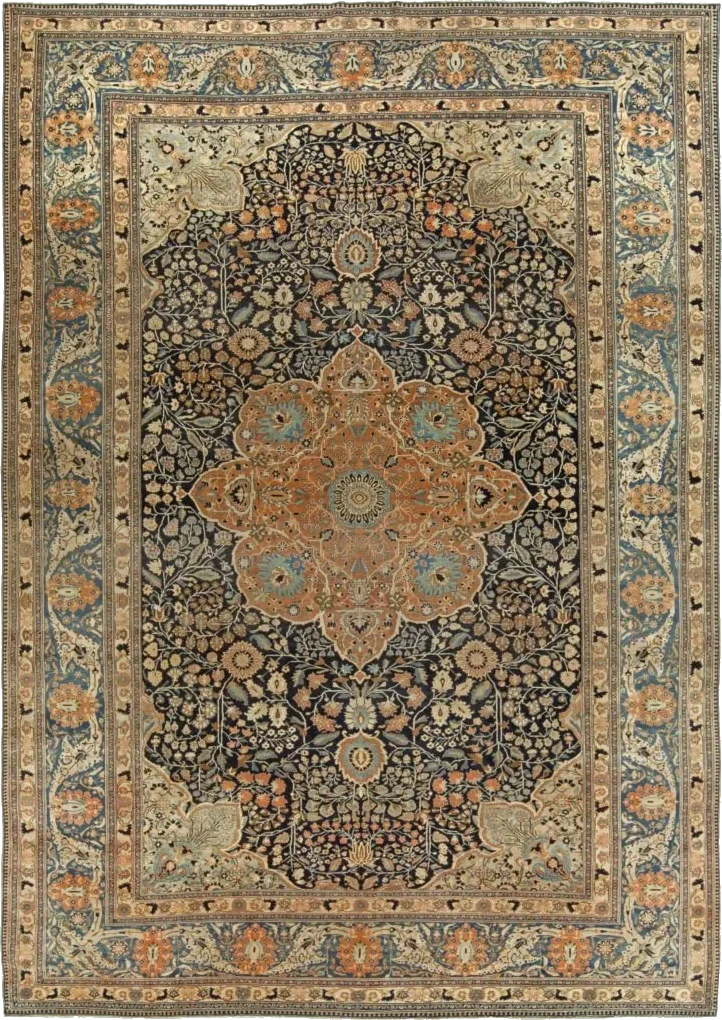 Antique Mohtasham Kashan Persian rug