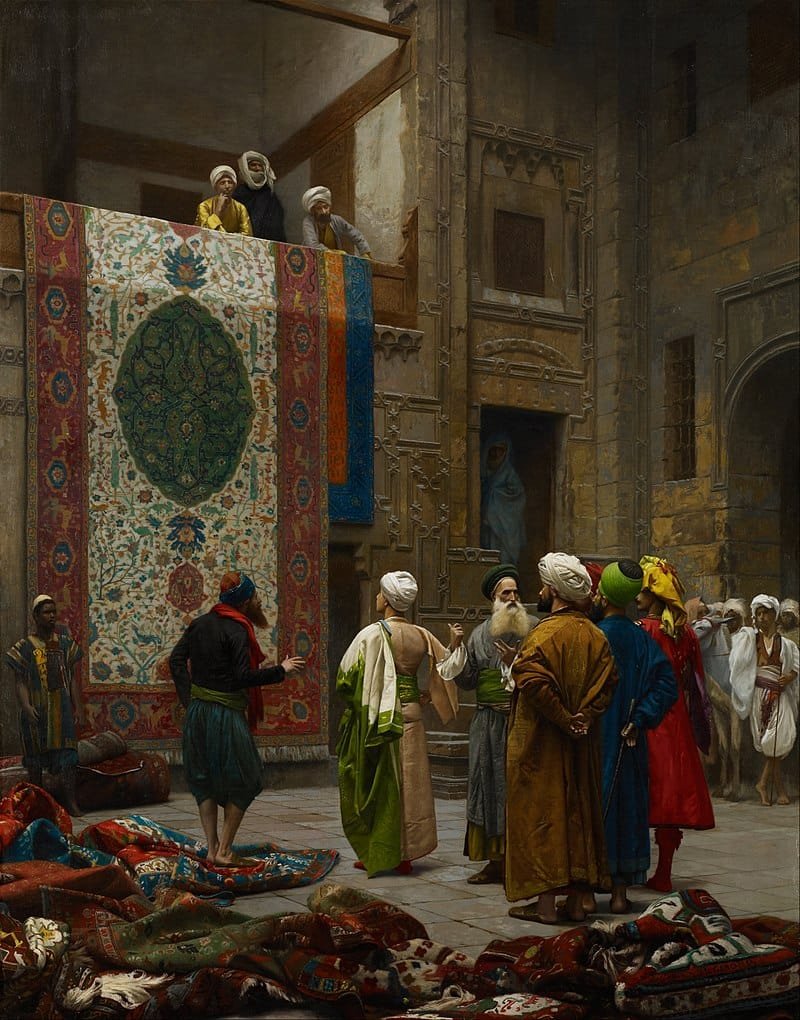 Pintura orientalista com tapete oriental, por Jean-Leon Gerome